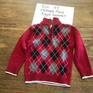 EUC 4T Children’s Place Red Argyle Sweater